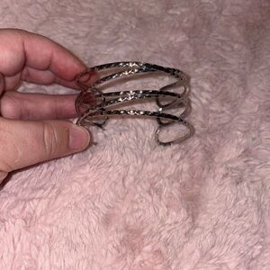 Chic Silver Hammered Cuff Bracelet